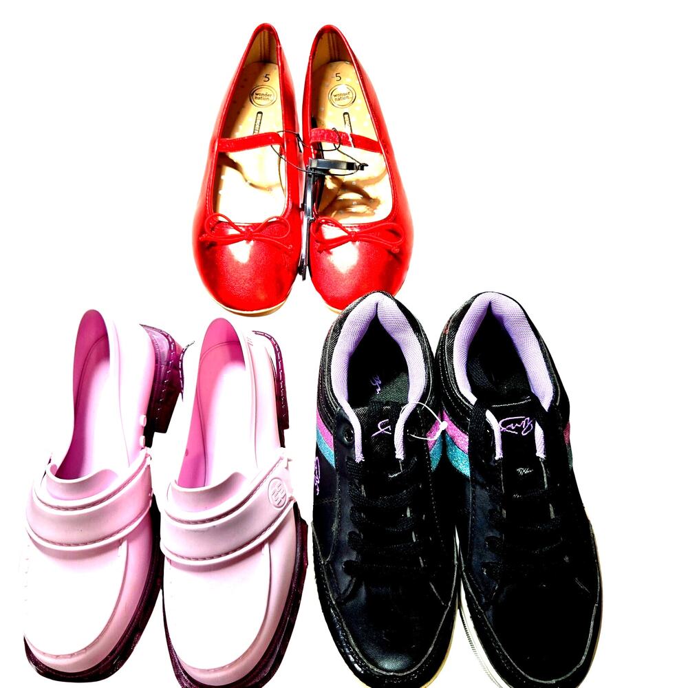 Wonder Nation + More Girl's 5 5.5 Tennis Dress Causal Shoes Bulk Lot 3 5 1/2